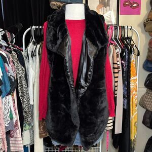 Catherine Malandrino Women's Black Faux Fur Vest